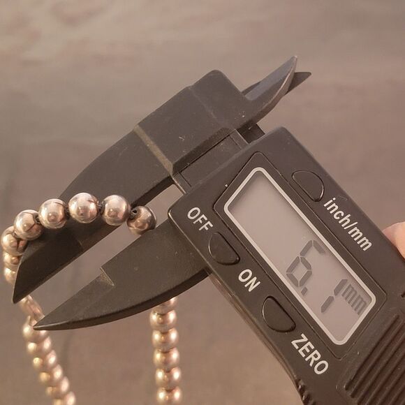 Vintage Sterling Silver Round 6.1mm Bead 17" "Y" Necklace - Picture 5 of 7